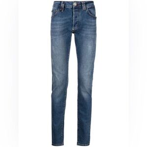 NWT Philipp Plein Super Straight Cut Jeans Medium Wash Size 30x32